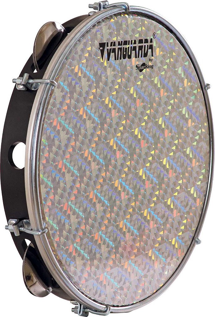 Pandeiro 10' Pele Holográfica Prata Abs Preto Spanking Vanguarda